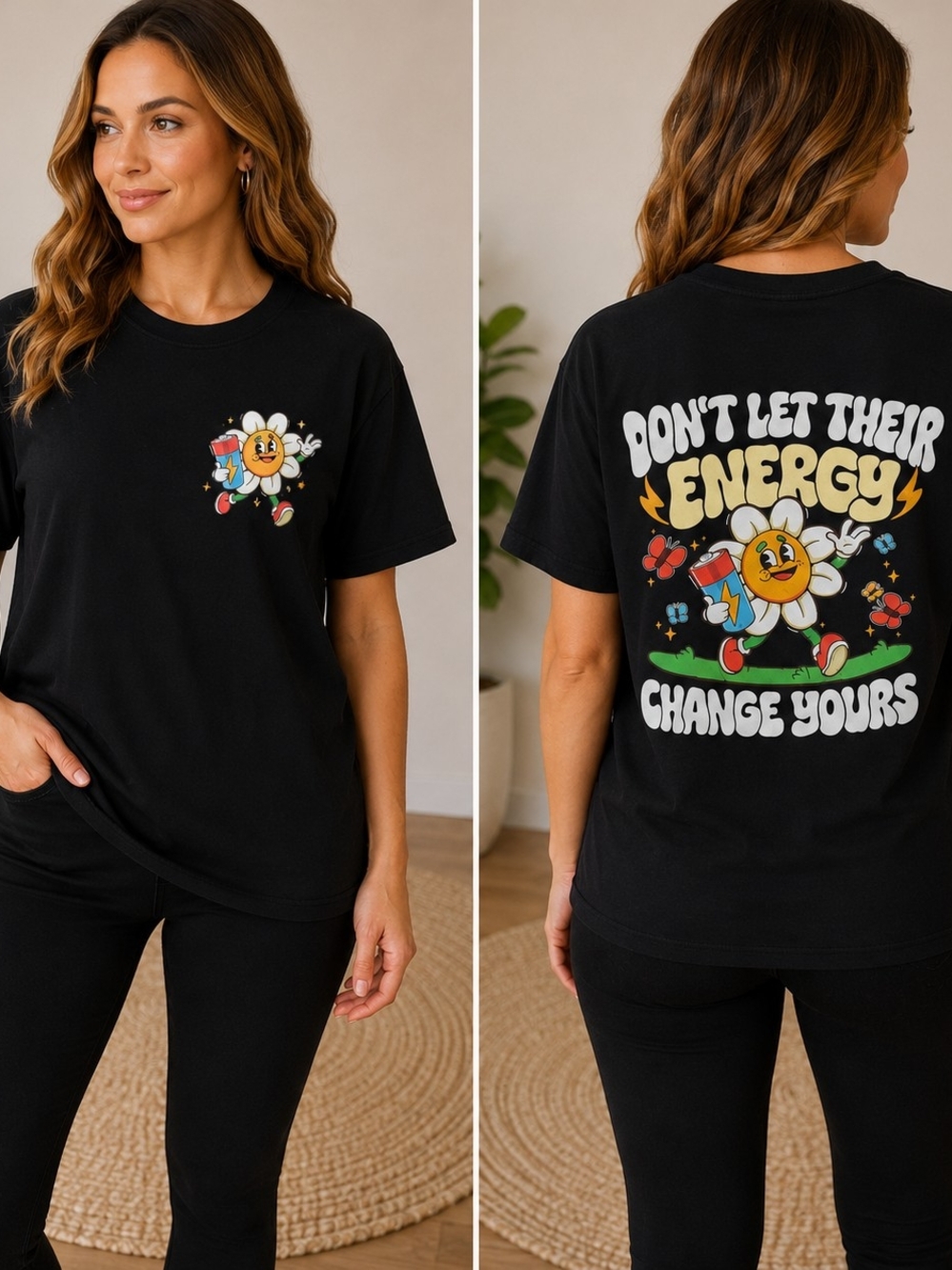 Graphic Black Women's T‑Shirt - Don't Let Their Energy Change Yours